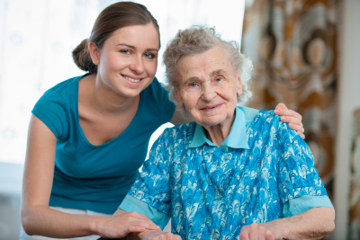 portrait of woman and senior woman smiling